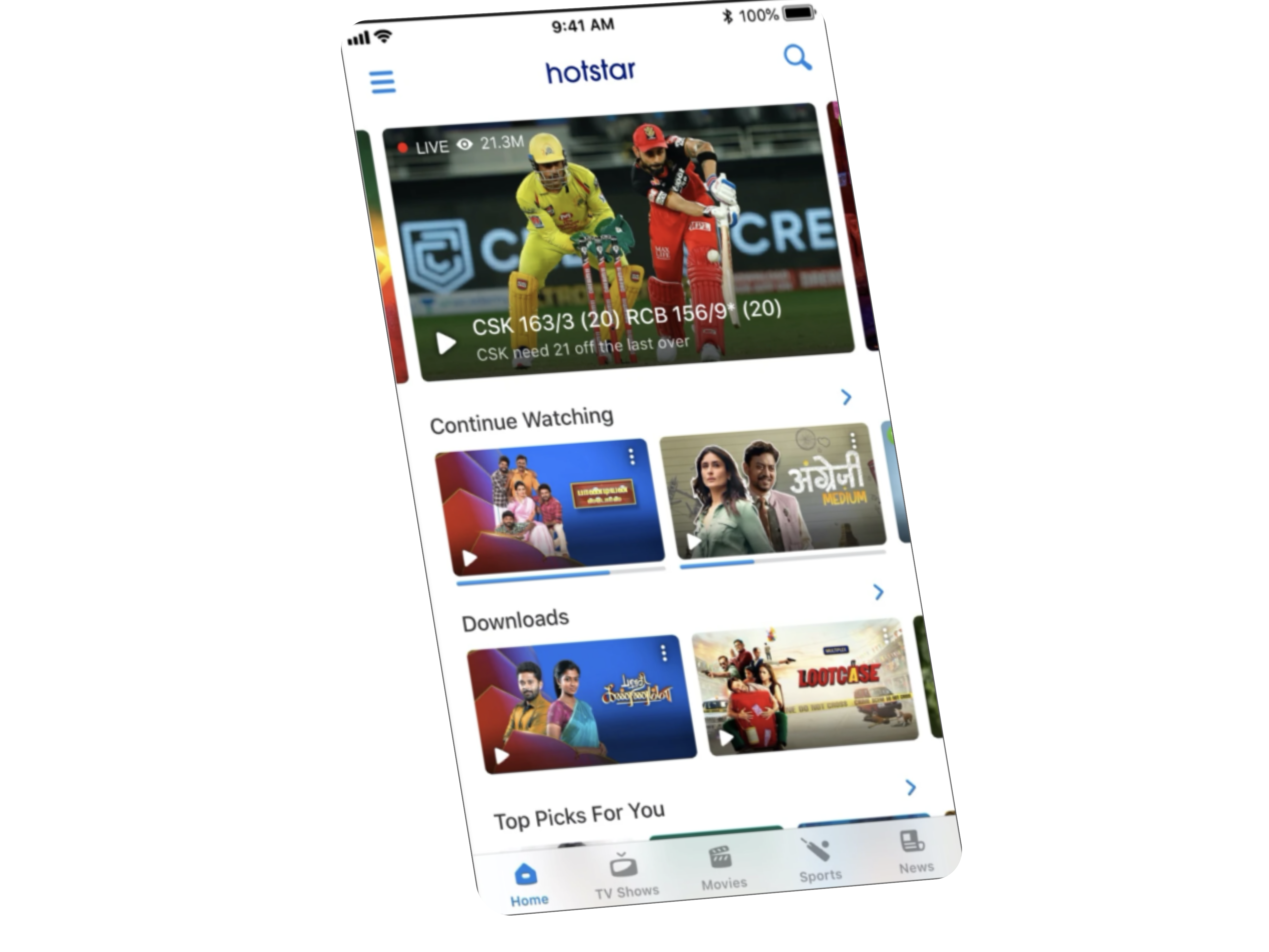 The original Hotstar mobile experience